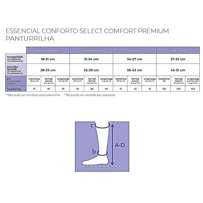 Meia De Compressão - Sigvaris 20-30 mmHg (Média Compressão) Select Comfort Premium - Panturrilha 3/4 Ponteira Aberta