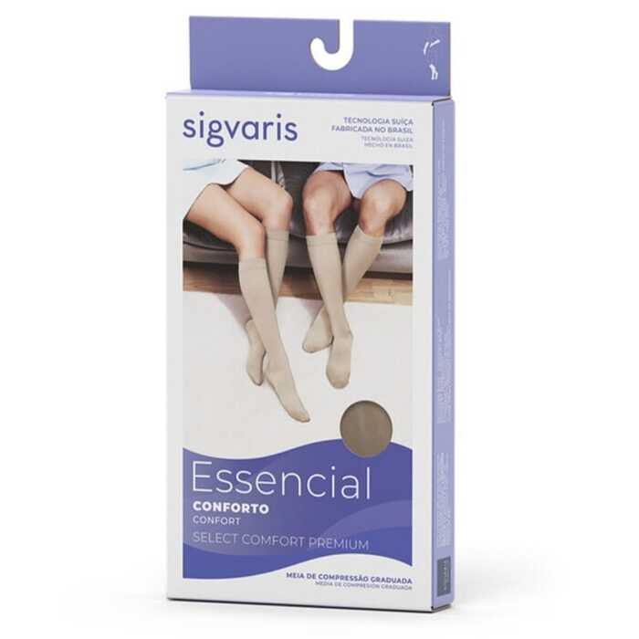 Meia De Compressão - Sigvaris 20-30 mmHg (Média Compressão) Select Comfort Premium - Panturrilha 3/4 Ponteira Aberta