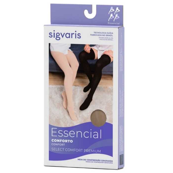 Meia De Compressão - Sigvaris 20-30 mmHg (Média Compressão) Select Comfort Premium - Meia Coxa 7/8 Ponteira Aberta