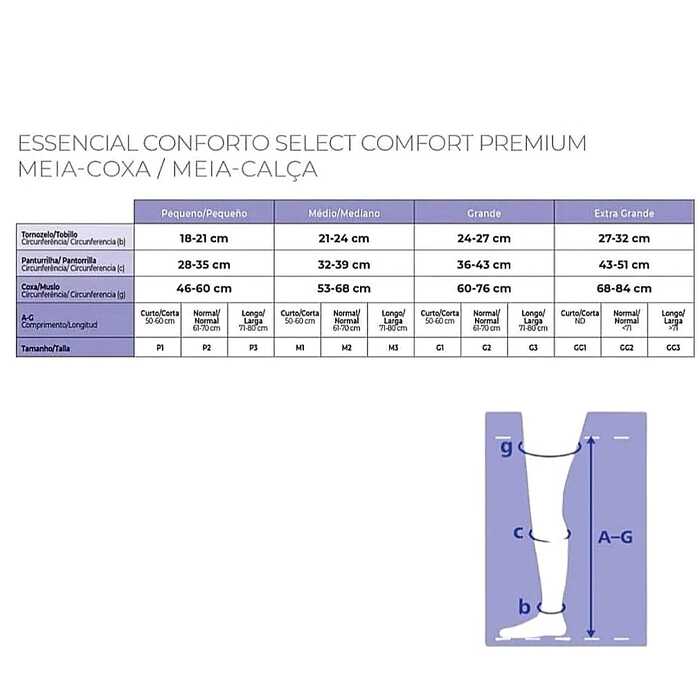 Meia Calça De Compressão  - Sigvaris 20-30 mmHg (Média Compressão) Select Comfort Premium Ponteira Aberta