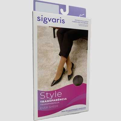 Meia De Compressão Transparência - Sigvaris 20-30 mmHg (Média Compressão) Ever Sheer - Panturrilha 3/4 - Ponteira Aberta