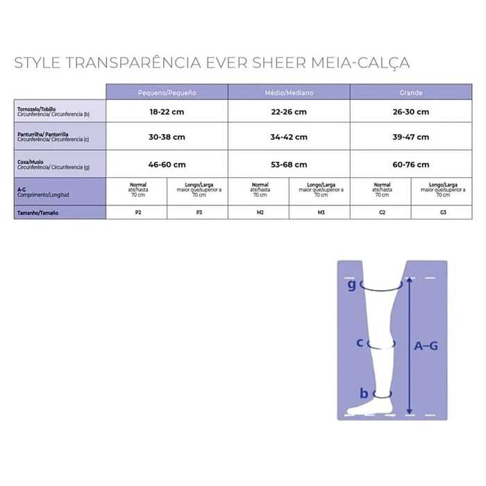 Meia Calça De Compressão Transparência - Sigvaris 20-30 mmHg (Média Compressão) Ever Sheer - Ponteira Aberta
