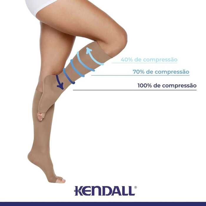 Meia De Compressão - Kendall 18-21 mmHg (Média Compressão) Ultra Pro - Panturrilha 3/4 - Ponteira Aberta