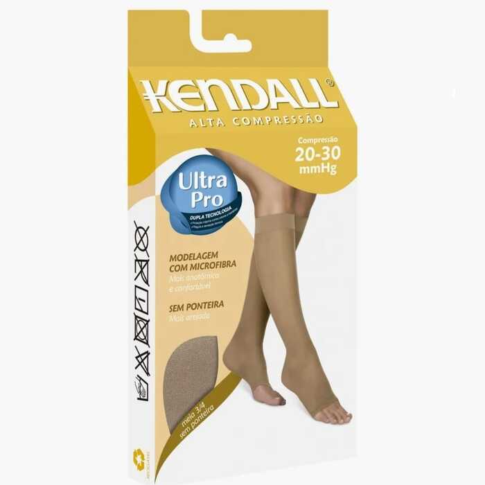 Meia De Compressão - Kendall 20-30 mmHg (Alta Compressão) Ultra Pro - Panturrilha 3/4 - Ponteira Aberta