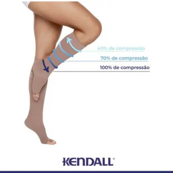 Meia De Compressão - Kendall 20-30 mmHg (Alta Compressão) Ultra Pro - Panturrilha 3/4 - Ponteira Aberta