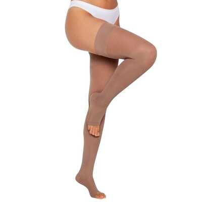 Meia De Compressão - Kendall 20-30 mmHg (Alta Compressão) Ultra Pro - Meia Coxa 7/8 Com Silicone - Ponteira Aberta