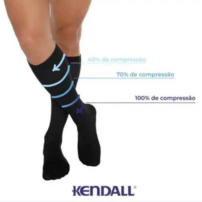 Meia De Compressão Masculina - Kendall 18-21 mmHg (Média Compressão) Ultra Pro - Panturrilha 3/4 - Ponteira Fechada
