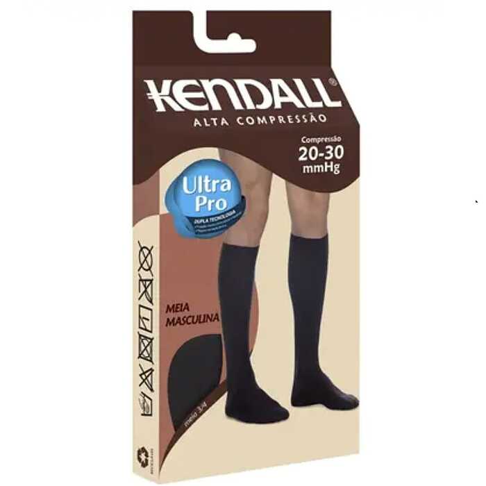 Meia De Compressão Masculina - Kendall 20-30 mmHg (Alta Compressão) Ultra Pro - Panturrilha 3/4 - Ponteira Fechada