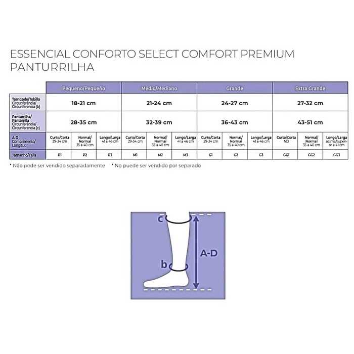 Meia De Compressão - Sigvaris 30-40 mmHg (Alta Compressão) Select Comfort Premium - Panturrilha 3/4 - Ponteira Aberta