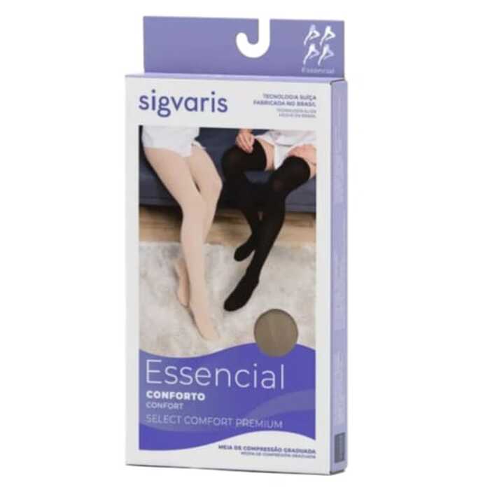 Meia De Compressão - Sigvaris 30-40 mmHg (Alta Compressão) Select Comfort Premium - Meia Coxa 7/8 - Ponteira Aberta