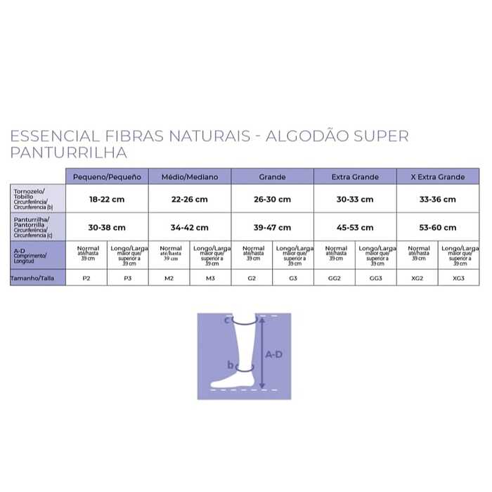 Meia De Compressão Masculina - Sigvaris 20-30 mmHg (Média Compressão) Essencial Fibras Naturais Algodão Super  - Panturrilha 3/4 - Ponteira Fechada