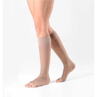 Meia De Compressão - Sigvaris 15-20 mmHg (Suave Compressão) Style Prevenção Audace Transparência - Panturrilha 3/4 - Ponteira Aberta
