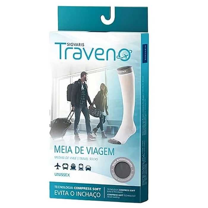 Meia De Compressão De Viagem Traveno Unissex - Sigvaris - Panturrilha 3/4 - Ponteira Fechada