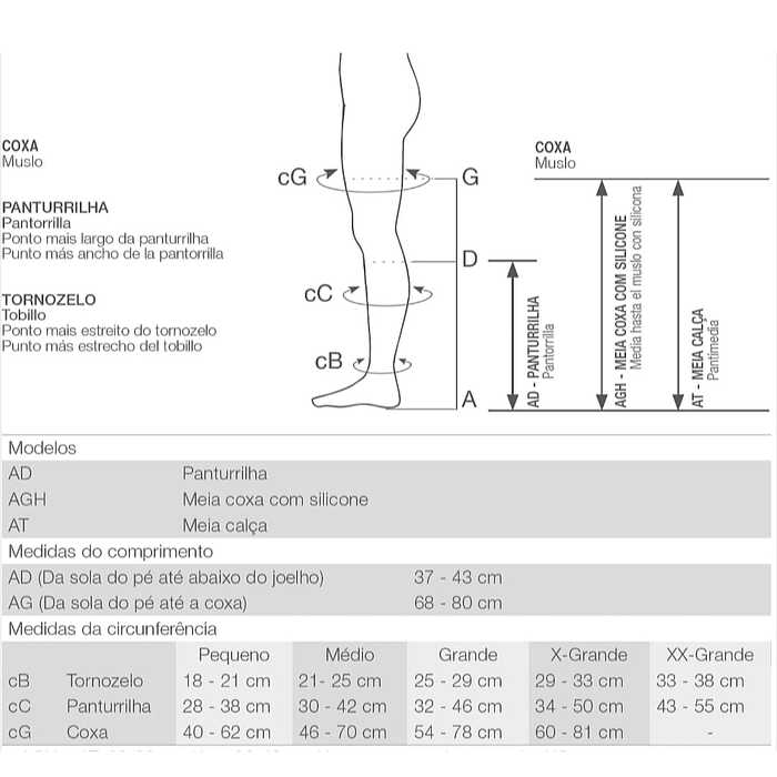Meia De Compressão 6000 - Venosan 20-30 mmHg (Média Compressão) - Meia Coxa 7/8 - Ponteira Aberta