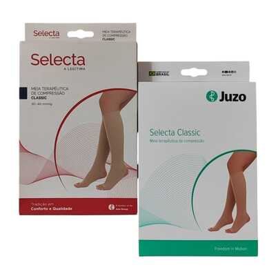 Meia De Compressão Classic - Selecta 30-40 mmHg (Alta Compressão) - Helanca - Longa/Normal - Panturrilha 3/4 - Pé Aberto