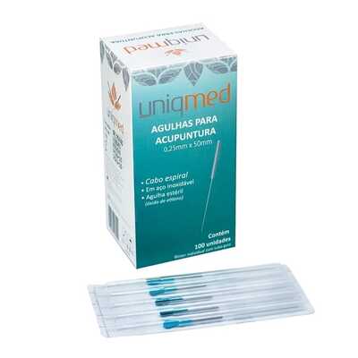 Agulhas Para Acupuntura 0,25mm x 50mm (100 unidades) - Uniqmed