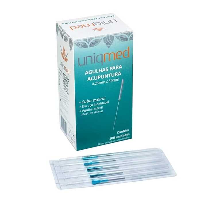 Agulhas Para Acupuntura 0,25mm x 50mm (100 unidades) - Uniqmed