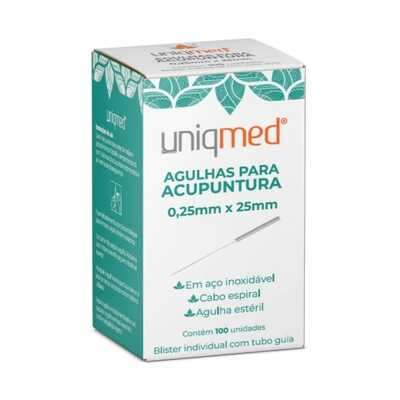 Agulhas Para Acupuntura 0,25mm x 25mm (100 unidades) - Uniqmed