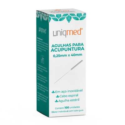 Agulhas Para Acupuntura 0,25mm x 40mm (100 unidades) - Uniqmed