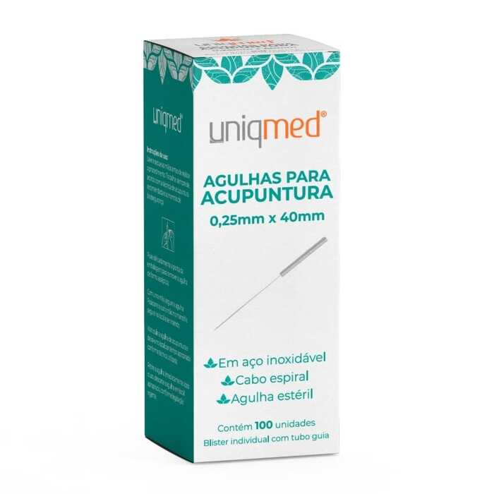 Agulhas Para Acupuntura 0,25mm x 40mm (100 unidades) - Uniqmed