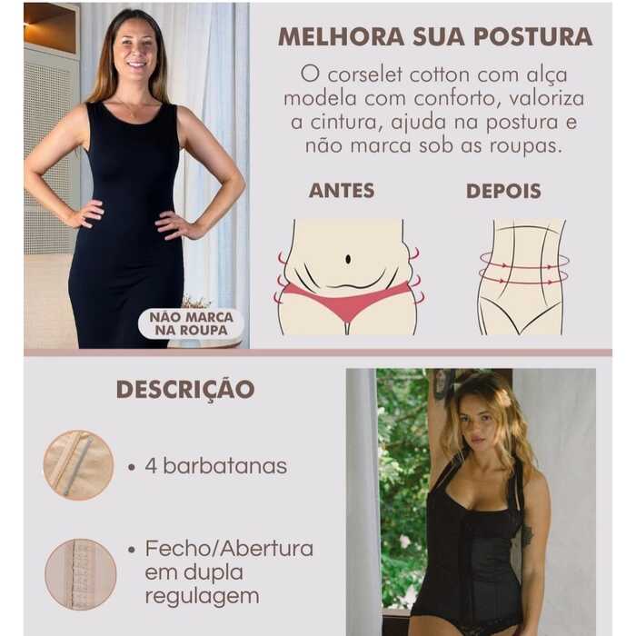 Corselet Cotton Body Shaper - Esbelt 