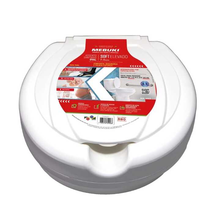 Assento Sanitário Oval Soft Elevado 7,5cm - Mebuki