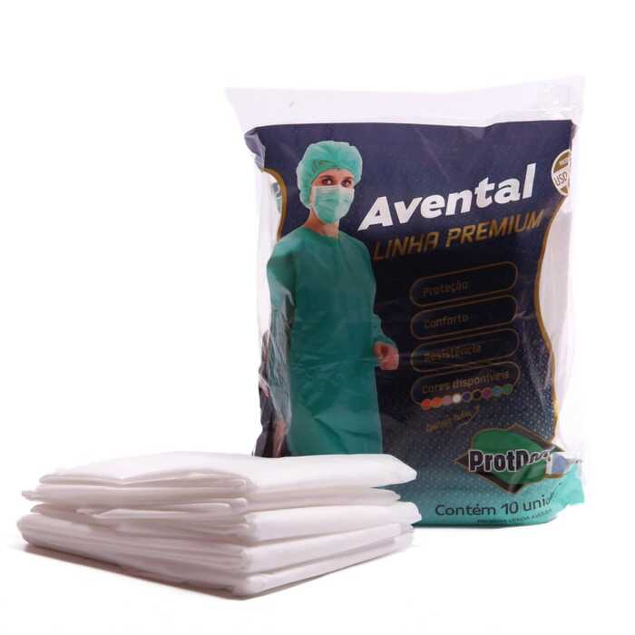 Avental Sem Manga Premium Branco 20GM Tamanho Único (10 unidades) - Protdesc 