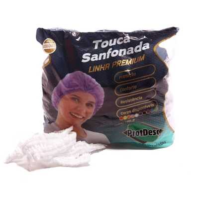 Touca Sanfonada Premium Branco BCA Tamanho Único (10 Unidades) - Protdesc 