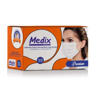 Mascara Tripla Descartável Com Filtro Branca - Medix 
