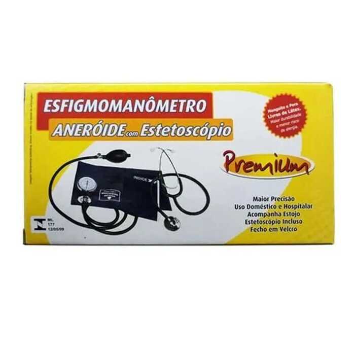 Esfigmomanômetro Adulto Aneróide Com Estetoscópio (18-35cm)  - Premium 