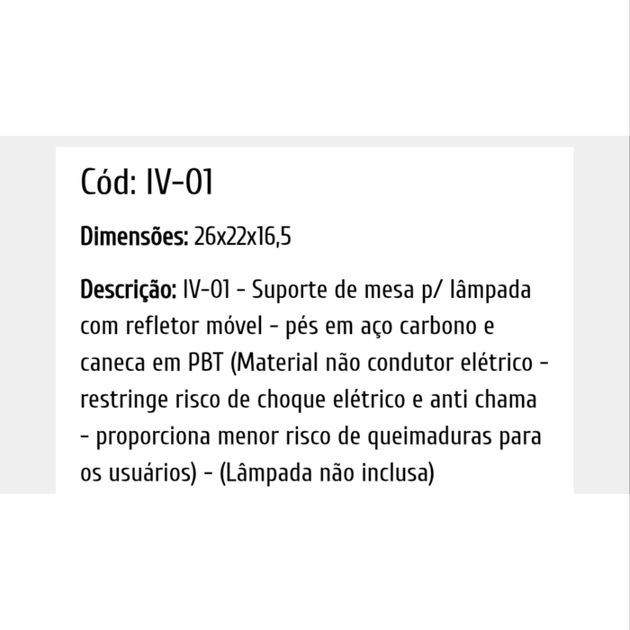 Suporte De Mesa Para Lâmpada IV-01 - Vagalumy 