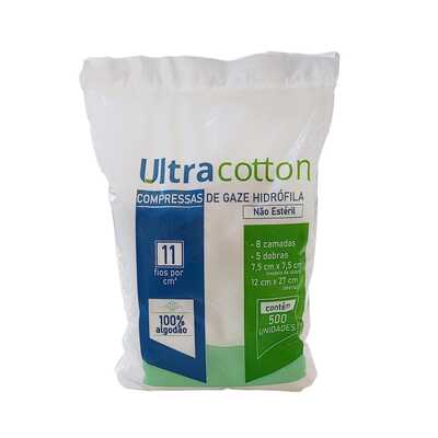 Compressas De Gaze Hidrófila Não Estéril 500 unidades - Ultra Cotton 