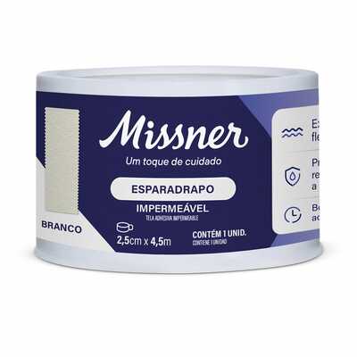 Esparadrapo Impermeável 2,5cm x 4,5m (Branco) - Missner