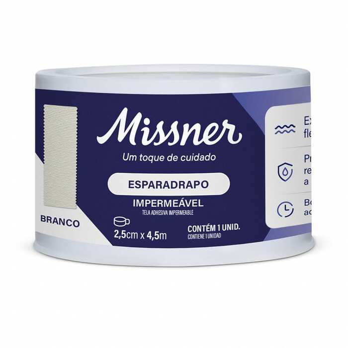 Esparadrapo Impermeável 2,5cm x 4,5m (Branco) - Missner